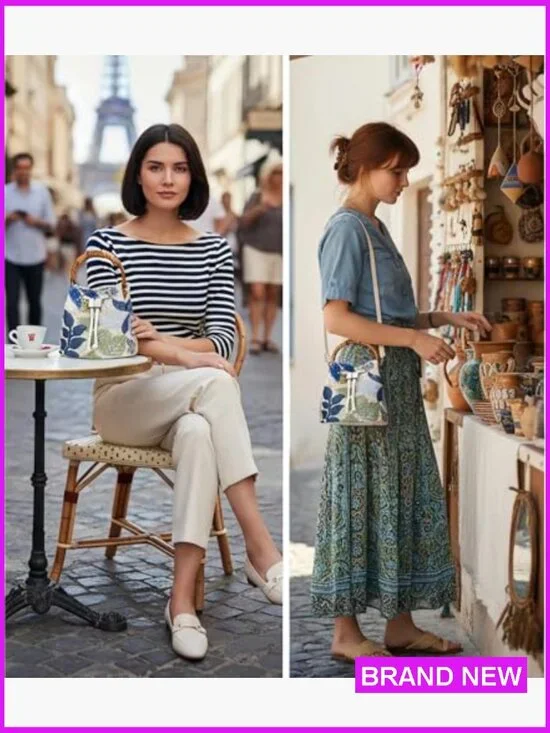 Hand Embroidered Bohemian Tote Bag with Bamboo Handle for Summer Beach - Picture 7 of 7